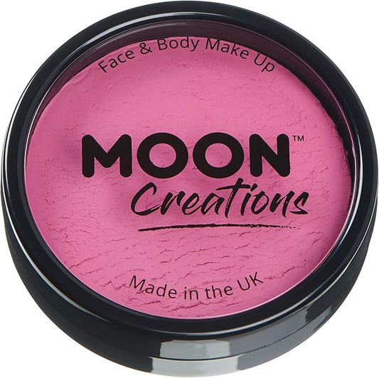 Pro Face & Body Paint Cake Pots by Moon Creations - Bright Pink - Professional Water Based Face Paint Makeup for Adults, Kids - 1.26oz