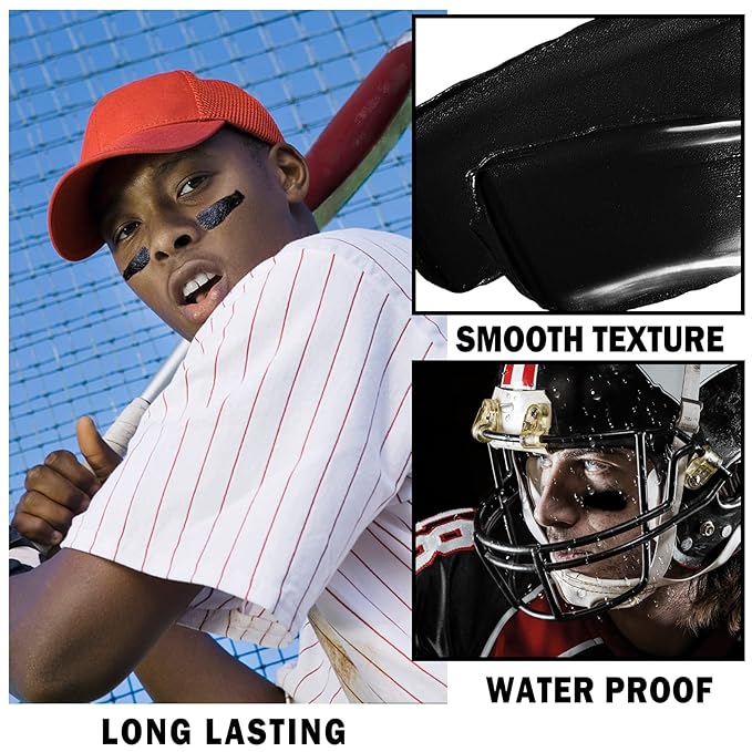 CAHIUYOA 3 Pcs Eye Black Stick for Sports Eye Black Football/Baseball/Softball,EyeBlack Face Body Paint Stick Athletes Sports Clown Black Makeup Halloween Cosplay