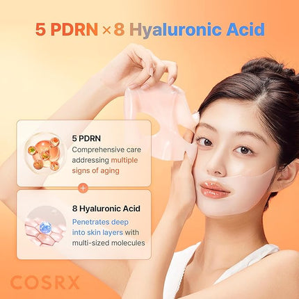 COSRX 5 PDRN Hyaluronic Acid Vital Hydrating Hydrogel Mask, Overnight Hydrogel Face Mask for Glass Glow Skin & Firming with Salmon DNA, Centella PDRN, Korean Skin Care (34g x 3ea)