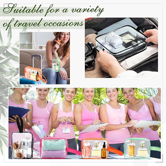 Silkfly Clear Toiletry Bag PVC Travel Cosmetic Bag with Handle Strap Makeup Pouch with Zipper Summer Vacation Salon Graduation Gift End of the Year Gifts(Vivid Color,24 Pack)