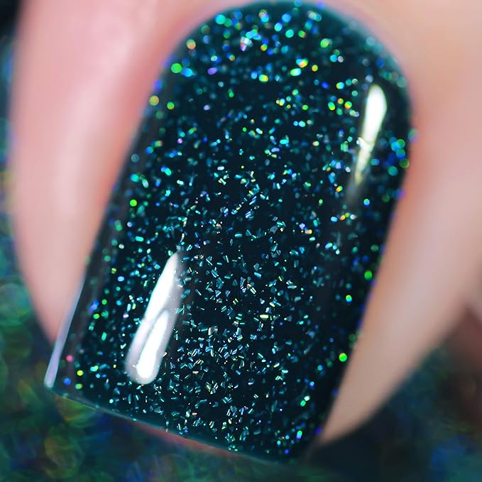 ILNP Cheers - Creamy Forest Blue-Green Holographic Nail Polish, Chip Resistant, 7-Free, Non-Toxic, Vegan, Cruelty Free, 12ml