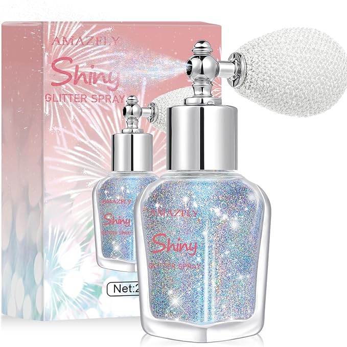Hair and Body Glitter Spray, Shimmering Powder Sparkle Powder Makeup, Glitter Loose Sparkle Makeup for Body Highlighter,Festival Prom Rave Accessories (Glint-Rainbow)