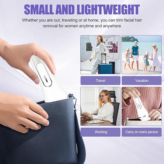 3.0 Women Face Epilator, 7-in-1 Rechargeable Facial Hair Remover with LED Battery Display, Facial Shaver for Face, Eyebrow, Nose Trimmer (White)