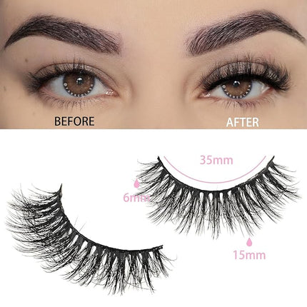 FARRED Lashes Natural Look Short Cat Eye Natural Lashes Fluffy Wispy False Eyelashes 14 Pairs Faux Mink Strip Eye Lashes Pack for Daily Makeup (F7 | 6-15mm)