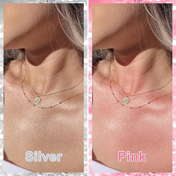 Hair and Body Glitter Spray, Holographic Glitter Highlighter Powder, Hairspray for Clothes, Face Body Shiny Glitter, Loose Shimmer Hairspray Festival Rave Prom Accessories, 4.22 Fl Oz (Pink)