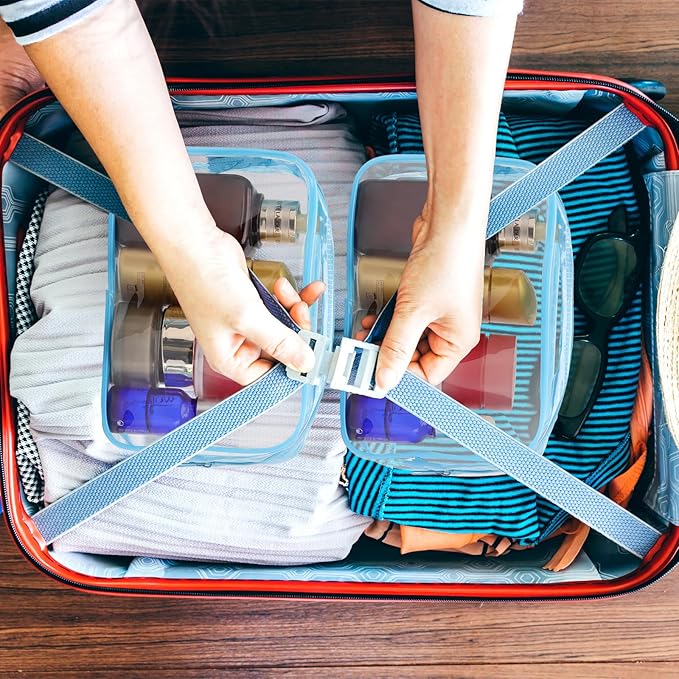 Tbestmax 20 Pack Clear Cosmetic Bags Makeup Bags Portable Waterproof Travel Toiletry Bags Organizer Blue, 7.5"x 4.8"x 2.3"