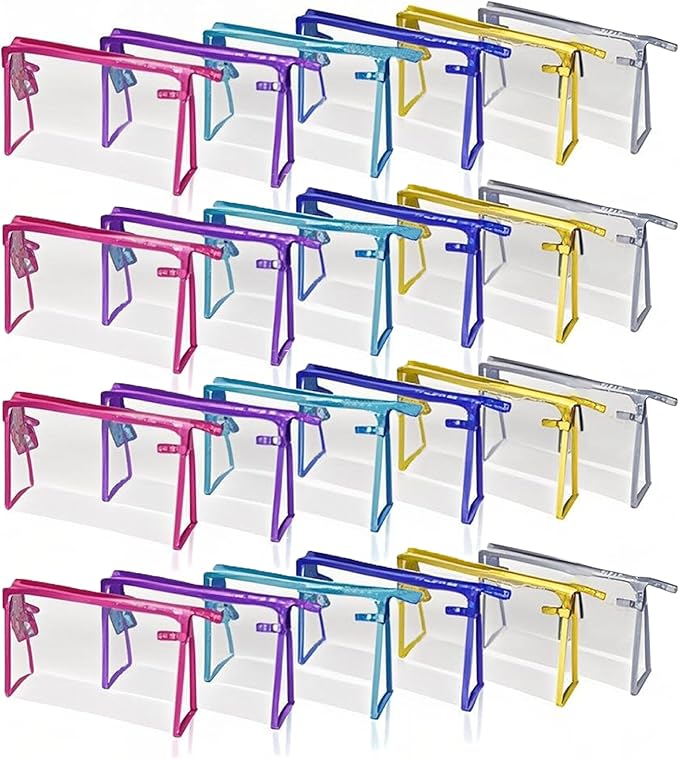 24 Pcs Portable Clear Makeup Bags with Handle, Transparent Waterproof Toiletry Bag, Travel PVC Cosmetic Bags Pouch, Pencil Cases, Stationary Organizer