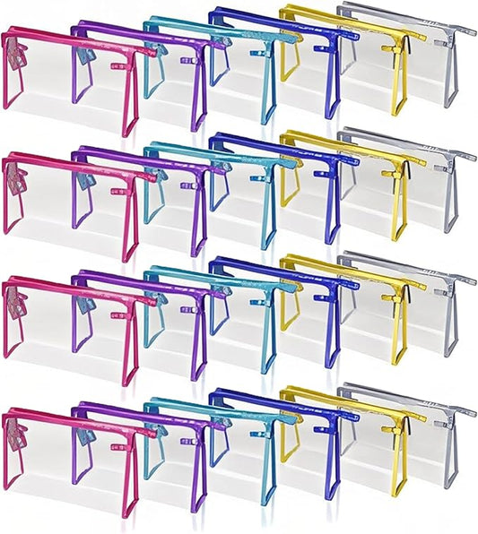 24 Pcs Portable Clear Makeup Bags with Handle, Transparent Waterproof Toiletry Bag, Travel PVC Cosmetic Bags Pouch, Pencil Cases, Stationary Organizer