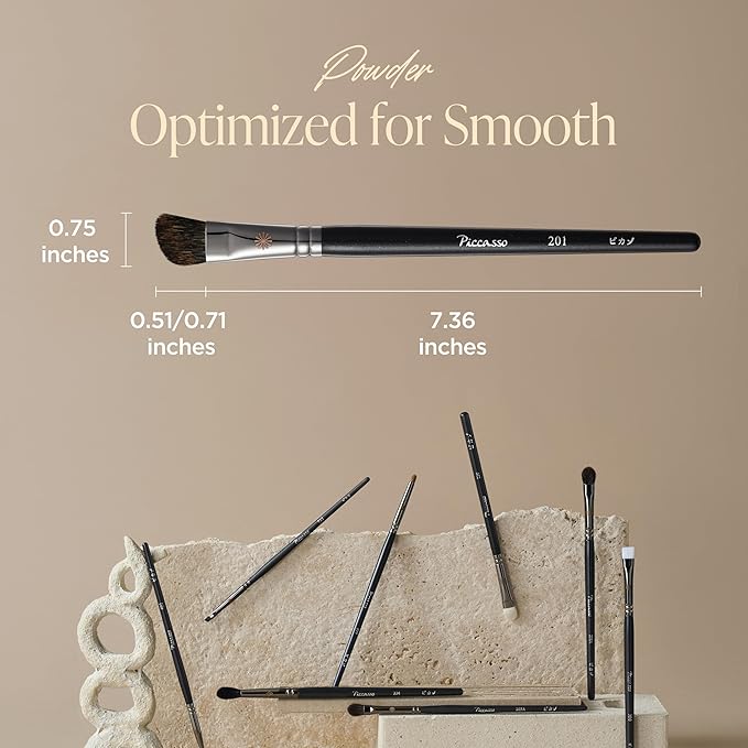 Piccasso 201 Nose Shading Brush – Soft Hair Makeup Brush for Nose Shaper and Face Makeup, Small Angled Brush for Precise Contouring and Blending, Korean Professional Beauty Tool for Daily Use