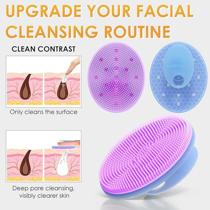 INNERNEED Magnetic Silicone Facial Cleansing Brush – Deep Pore Cleanser with Magnetic Therapy for Skin Circulation & Radiance – Soft, Hygienic, Durable Face Scrubber for All Skin Types （Purple）
