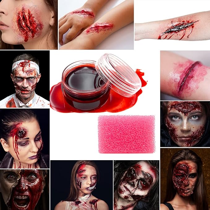 immetee Scar Wax SFX Makeup Kit, Face & Body Paint, Christmas Halloween Makeup Kit, Fake Blood, Painting Brushes, Spatula, Stipple Sponge, Stage Theatrical Party Cosplay, Carnival