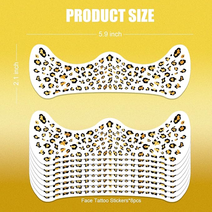 Cheetah Freckles Face Tattoo - Wild Spot & Savage Glamour Temporary Tattoos | Waterproof Leopard Print Fake Freckles for Music Festival, Halloween Costume, Party Makeup (8 Sheets)
