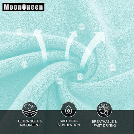 MOONQUEEN Ultra Soft Premium Washcloths Set - 12 x 12 inches - 72 Pack - Quick Drying - Highly Absorbent Coral Velvet Bathroom Wash Clothes (Frozen Blue)