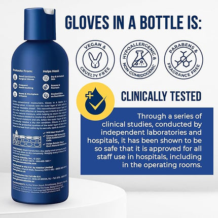 Gloves in a Bottle Shielding Lotion for Dry Itchy Skin Grease-Less and Unscented, 8 Fl Oz, Pack of 2