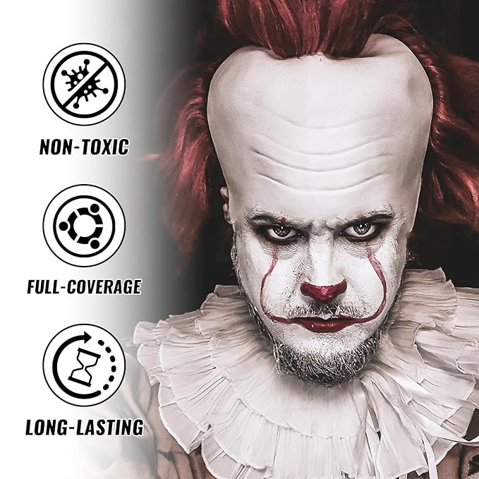 White Oil Based Face Body Paint Stick, Non-toxic Full-coverage Face Painting for Halloween Cosplay Joker Zombie Vampire Skeleton Clown Makeup, Waterproof Cream White Body Painting for Adults