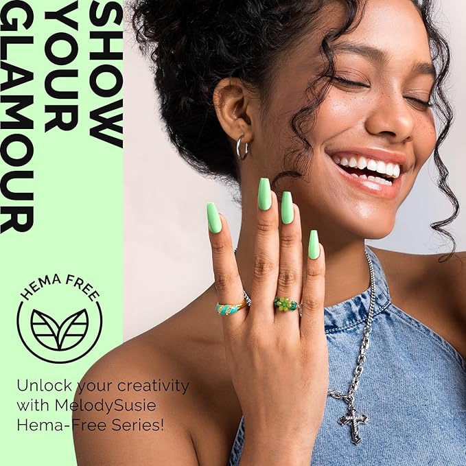 MelodySusie Hema Free Gel Nail Polish, 0.5 Fl Oz Thick Light Green Gel Polish, Non Toxic, Long Lasting, Soak Off UV Nail Polish, Manicure Nail Design Salon DIY Nail Art at Home 326