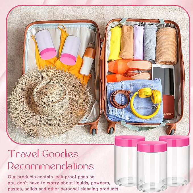 Patelai 4 Pieces Round Wide-mouth Leak Proof Plastic Container Jars with Lids for Travel Storage Makeup Beauty Products Face Creams Oils Salves Ointments DIY Making(4 Ounce,Pink)