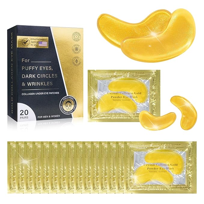 Under Eye Patches - Eye Masks for Dark Circles and Puffiness (20 Pairs) Collagen Eye Patches for Moisturizing & anti wrinkle, Under Eye Masks with Hyaluronic Acid & Niacinamide