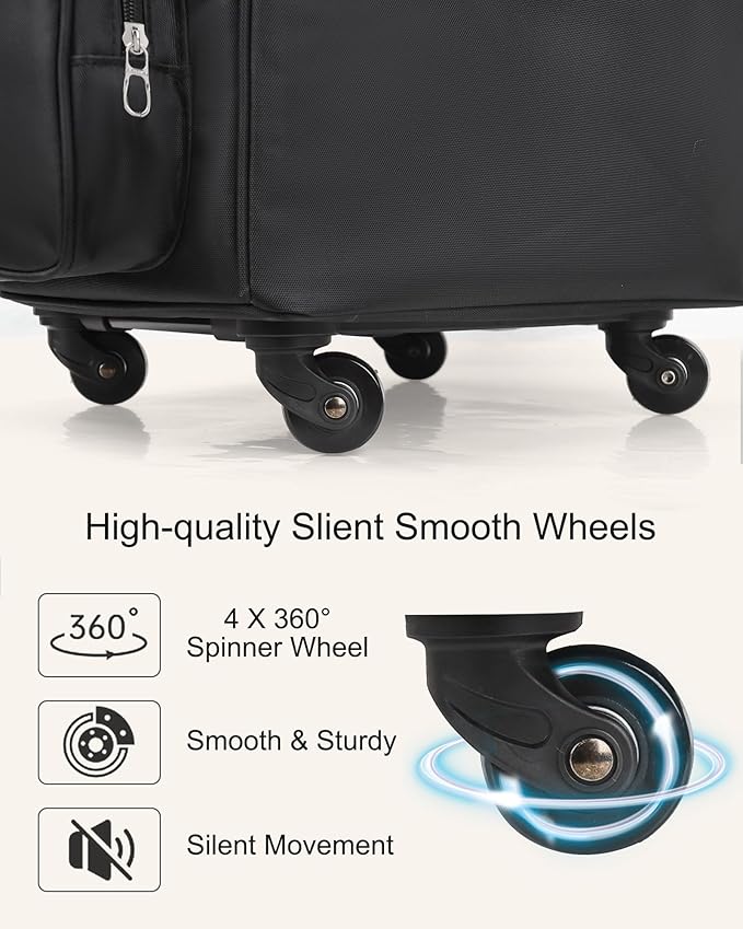 Relavel Rolling Makeup Train Case with Hair Stylist Backpack, Hairstylist Traveling Bag with 4 Wheels, Heat Insulation Full Layer, Adjustable Dividers, Hair Tools and Cosmetics Storage Organizer