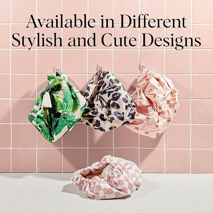 Kitsch Luxury Shower Caps for Women Reusable Waterproof - Large Shower Cap for Women and Men, Non-slip, Quick-dry Hair Cap for Long & Short Hair, Comfortable and Stylish Design - Leopard