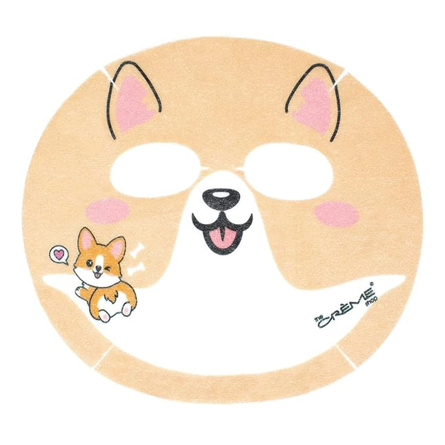 The Crème Shop Be Juicy, Skin! Animated Corgi Face Mask, Niacinamide Facial Mask, K Beauty Sheet Mask - 3 Pack