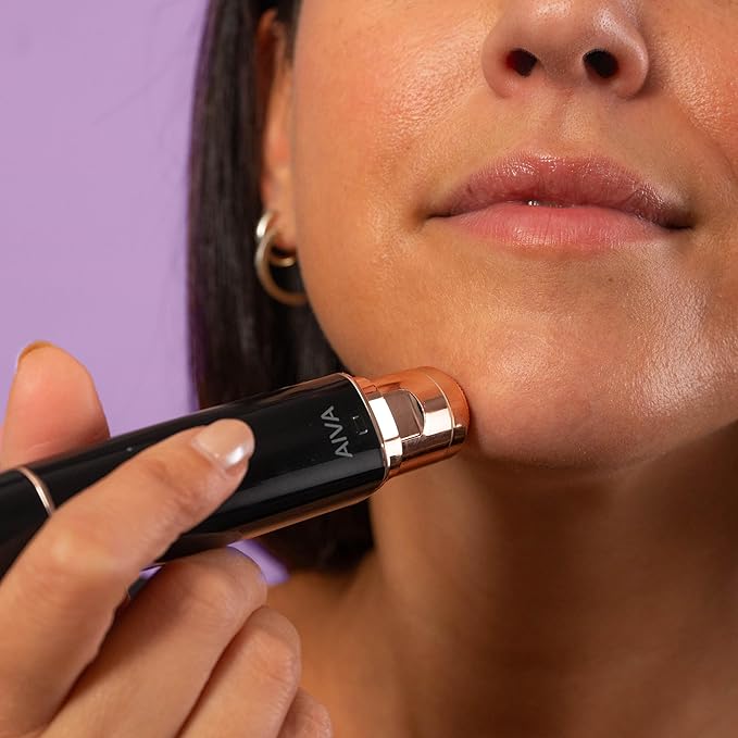 SPA Sciences AIVA: 2-in-1/Double Sided Facial Hair Remover & Eyebrow Trimmer USB Rechargeable with Built-in LED Lights