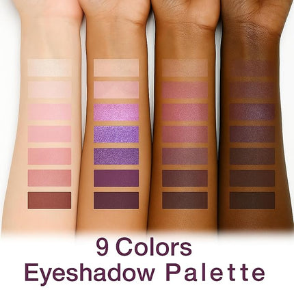 K'APEINE 9 Colors Eyeshadow Palette, Purple Glitter Pink Matte Eye Shadow Brown Nude Eye Makeup Palette Shimmer Sparkly Eyeshadow Kit for Women Cosplay Halloween Ursula Witch Costume Parties-purple