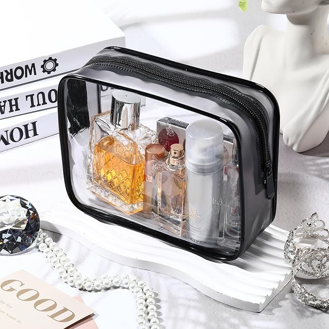 Weewooday 12 Pieces Clear Makeup Bags Cosmetic Storage Bags PVC Zipper Pouches Travel Waterproof Makeup Plastic Case for Women Organizing Toiletries Traveling Bathroom