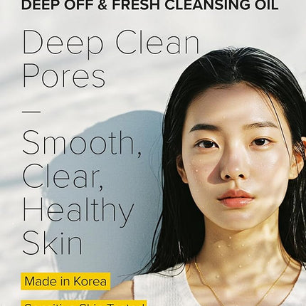 3W8L Deep Off & Fresh Cleansing Oil – Fast emulsifying Korean pore care cleanser, gentle daily makeup & sunscreen remover with Jojoba & Centella, dissolves sebum & blackheads, hydrating fresh finish