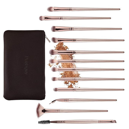 Daubigny Eye Makeup Brushes,12 PCS Professional Eye shadow, Concealer, Eyebrow, Foundation, Powder Liquid Cream Blending Brushes Set With Carrying Bag(Champagne Gold)