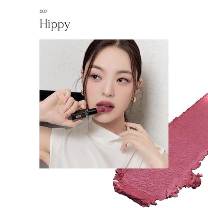 MUZIGAE MANSION Moodwear Blur Lip Stick – Soft Blurring Tint, Long-Lasting Hydrating, Waterproof K-Beauty – MLBB & Bold Red Shades (Sleek Metallic Design) (Soft Matte Blurring Effect) (007 HIPPY)