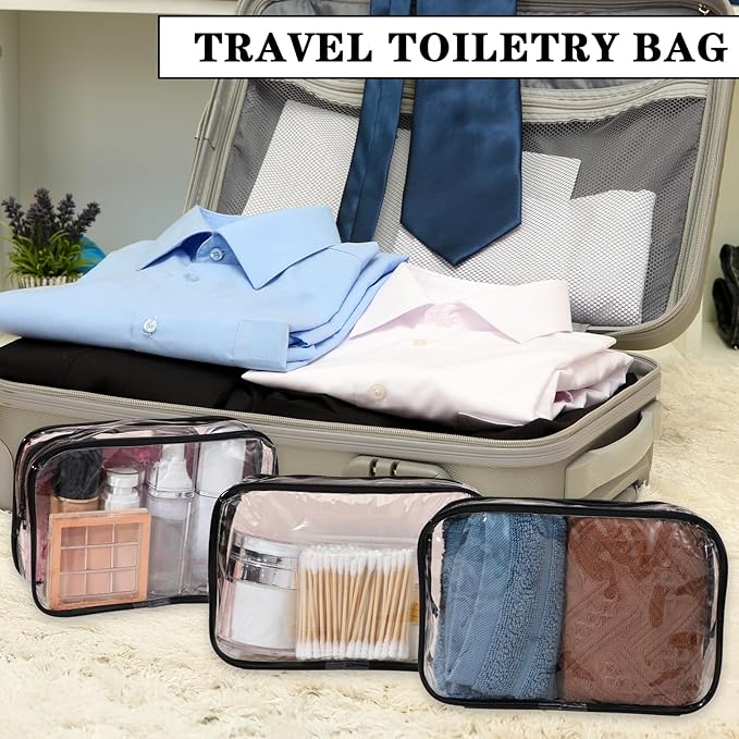 20 Packs Clear Cosmetic Bags Waterproof Zipper Bags – Medium Transparent PVC Travel Makeup & Toiletry Organizer Pouches (7.09 x 2.36 x 4.72 Inches)