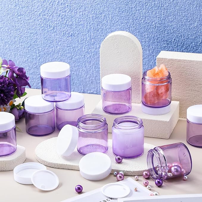 Norme 12 Pcs 4 oz Glass Jars with Lids Leakproof Round Airtight Empty Cosmetic Jars with Inner Liners Lid for Storing Lotions Powder Ointments Candle Making Tins (Light Purple)
