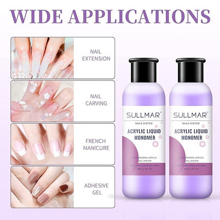 Acrylic Monomer Liquid Acrylic Monomer Liquid 5oz Nail Acrylic Liquid Nail Tips For Acrylic Nails Professional Nail Monomer Liquid Monomer 2.5oz/75mlx2pcs