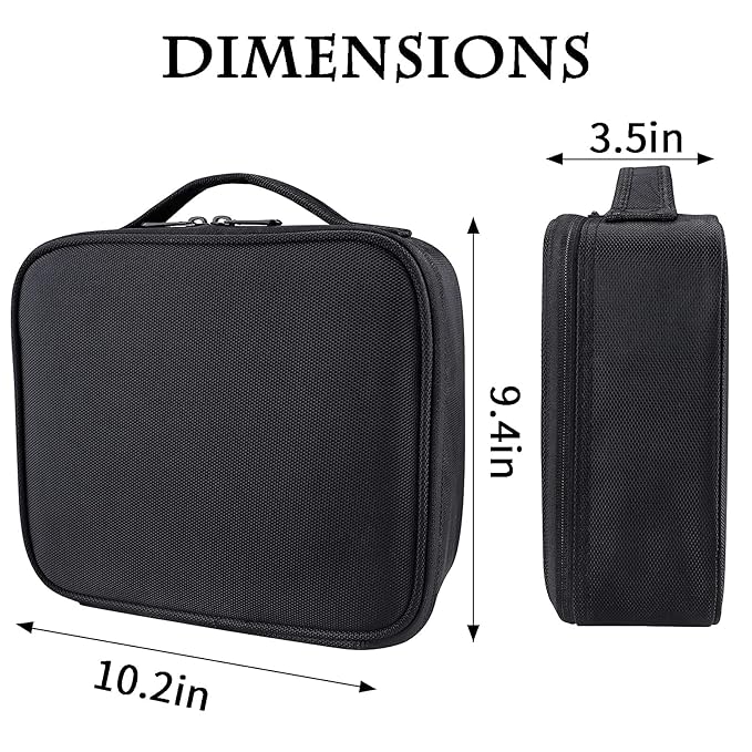 gzcz Travel Makeup Bag,10.4 Inches Portable Makeup Case Cosmetic Train Case Organizer Artist Storage Bag With Adjustable Dividers For Cosmetics Brushes Toiletry Jewelry Digital Accessories (Black)