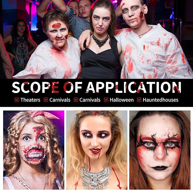 Halloween Fake Blood Kit,Fake Blood Spray+ Dripping Blood 1.76oz + Coagulated Gel Blood 1.06oz - Realistic Washable Fake Blood Makeup for Halloween Makeup Zombies Vampire Monster Cosplay & Dress Up