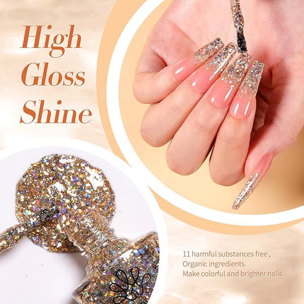 Born Pretty Holographic Nail Polish Champagne Gold Glitter Sequins Nail Polish 10ML Christmas New Year Gift