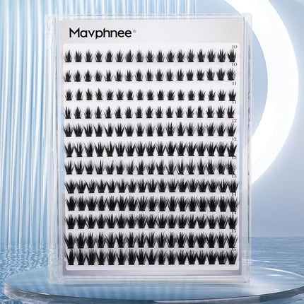 Natural Hybrid Lash Clusters 10-15MM Cluster Lashes Fluffy Eyelash Extensions Wispy Faux Mink Lashes Clusters Soft Individual Lashes 204Pcs Eyelash Clusters D Curve DIY Lashes Clusters