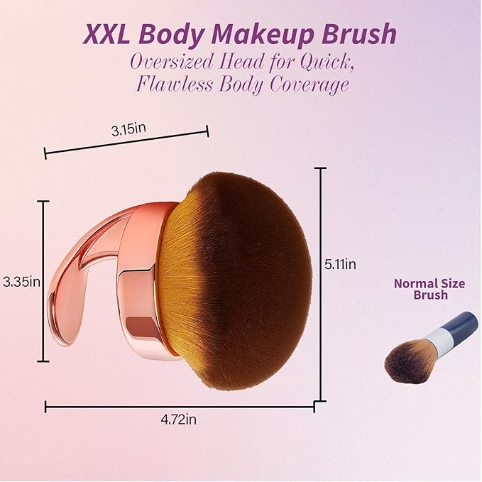 Blend & Blur Ultra Large Body Makeup Brush For Self Tanner, 5.11inch Wide-headed Kabuki Brush, Leg Makeup &Bronzer Self Tan Applicator Provides Effortless Pretty Finish, Blending Applicator- Rose Gold