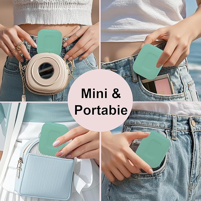 S'bagno LED Makeup Mirror with 1X/5X Magnification, Dimmable Light, Rotation for Beauty, Makeup, Skincare & Grooming, Blue