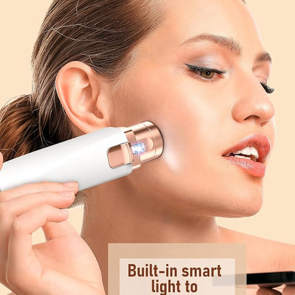 Eyebrow & Facial Hair Removal for Women: 2 in 1 Rechargeable Eyebrow Trimmer & Face Shaver, Painless Electric Facial Eye brow Razors Epilator with Built-in LED Light -Perfect for Face, Lips & Body