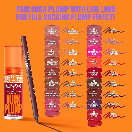 NYX PROFESSIONAL MAKEUP Duck Plump High Pigment Plumping Lip Gloss with Spicy Ginger, Vegan Lip Makeup - Hall Of Flame (True Red)