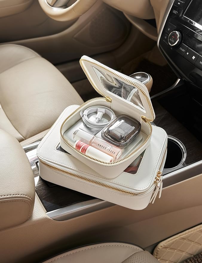 Popvibe Clear Makeup Bag Travel Cosmetic Case Transparent Toiletry Bag with Zipper, Portable Make Up Organizer Traveling Compact Car Bag for Essentials