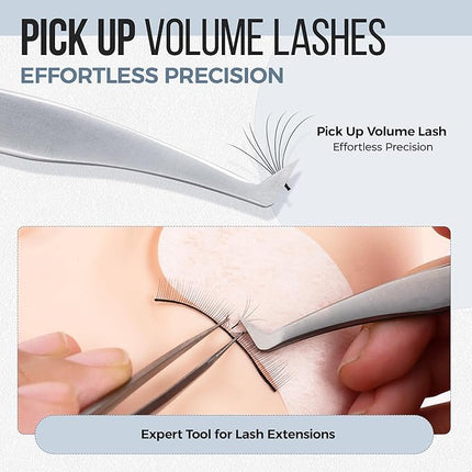 LASHVIEW Lash Tweezer, High Precision Stainless Steel Volume Eyelash Tweezers, Eyelash Extension Tweezers for Profissional Grafting lash Extension, LT02