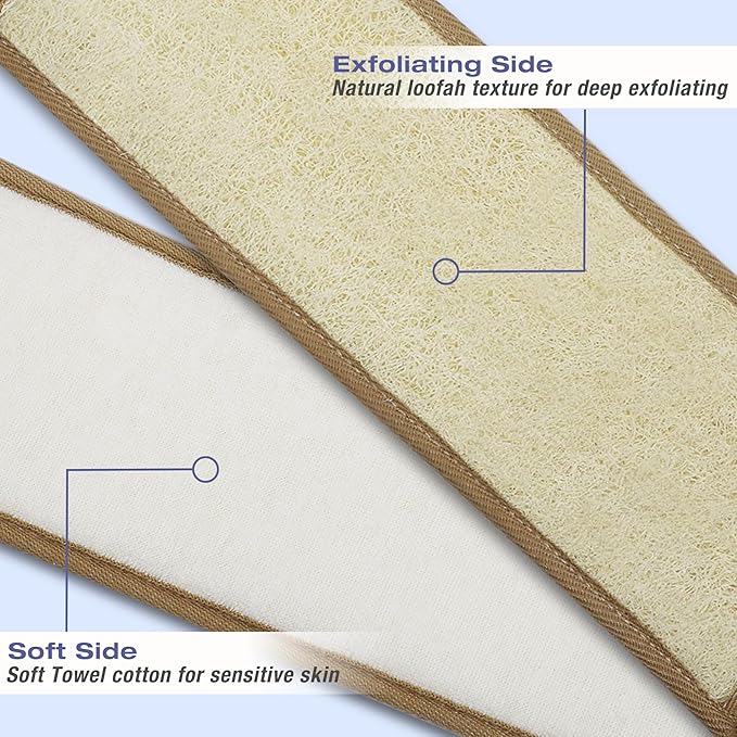 50 Inch Extra Long Exfoliating Natural Loofah Back Scrubber Loofah Sponge Back Scrubber for Shower for Men Women