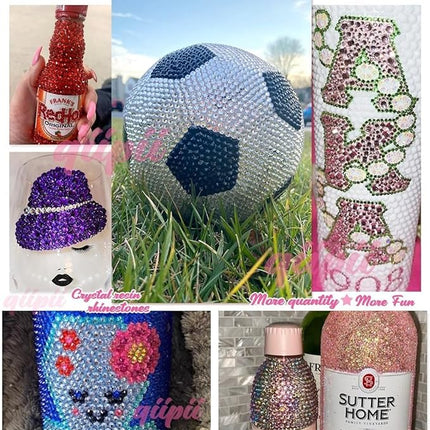 qiipii Dark Purple Crystal Resin Rhinestones w B7000 Glue for Bedazzling Crafting 2mm-6mm Flatback Stones Diamonds Crystals Gems Bedazzler Kit for Nails Face Eyes Makeup Tumblers Bottles Crafts Shoes