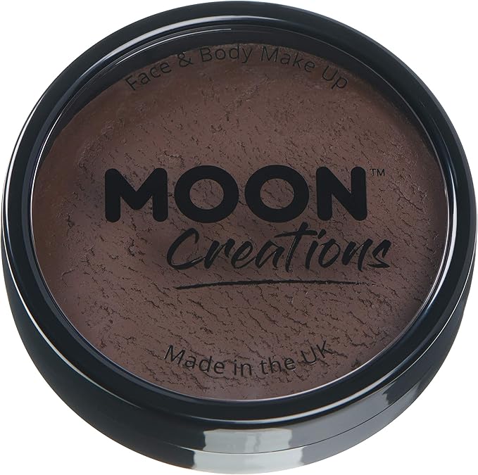 Pro Face & Body Paint Cake Pots by Moon Creations - Dark Brown - Professional Water Based Face Paint Makeup for Adults, Kids - 1.26oz
