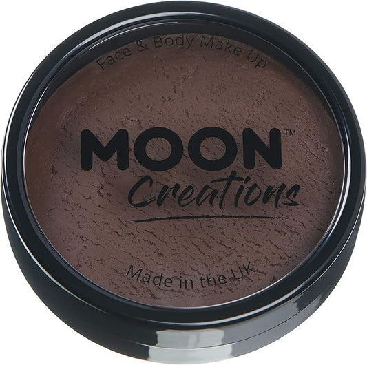 Pro Face & Body Paint Cake Pots by Moon Creations - Dark Brown - Professional Water Based Face Paint Makeup for Adults, Kids - 1.26oz