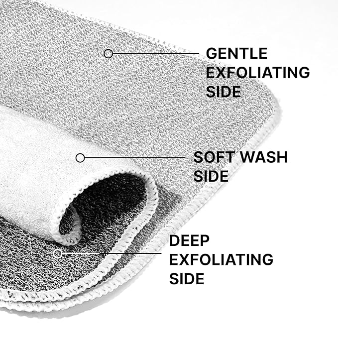 ZOMCHI 2 Count Wash Cloths, Exfoliating Washcloth with Dual Texture for Face and Body, Exfoliating Wash Cloth for Showering (Deep and Gentle)