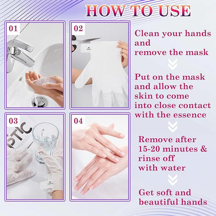 6 Pairs Hand Masks Moisturizing Gloves, Hydrating Hand Mask Moisturizer Gloves Care for Dry Cracked Hands, Smooth Long Lasting Soft Firming Hand Mask Gift Set for Men Women（J